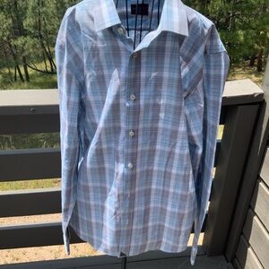 UNTUCKit Light Blue and Gray Plaid Men's Shirt